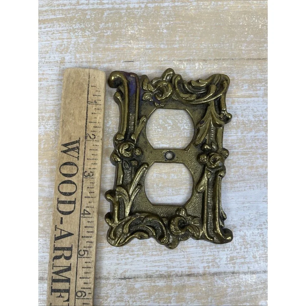 VINTAGE BRASS Outlet Plate Cover Victorian Rose ANTIQUE No Hardware